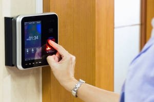 Person using access control security system