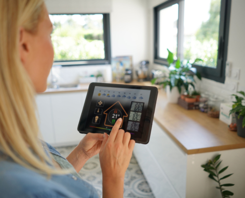 woman using a home automation system